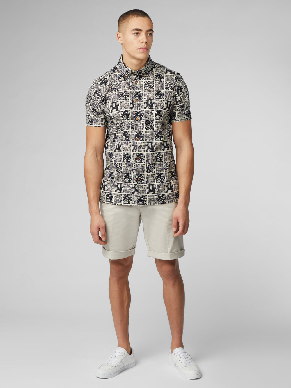 Camisas Ben Sherman Signature Checkerboard Paisley Print Negras | CFNGHIS-20