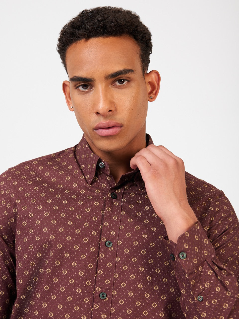 Camisas Ben Sherman Signature Geo Marrones | ZBSPNYF-29