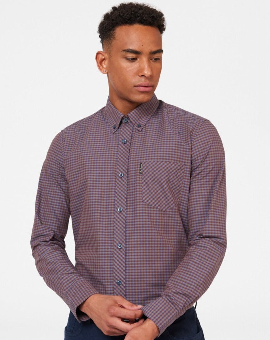 Camisas Ben Sherman Signature Gingham Long-Sleeve Moradas | KANGPZS-76