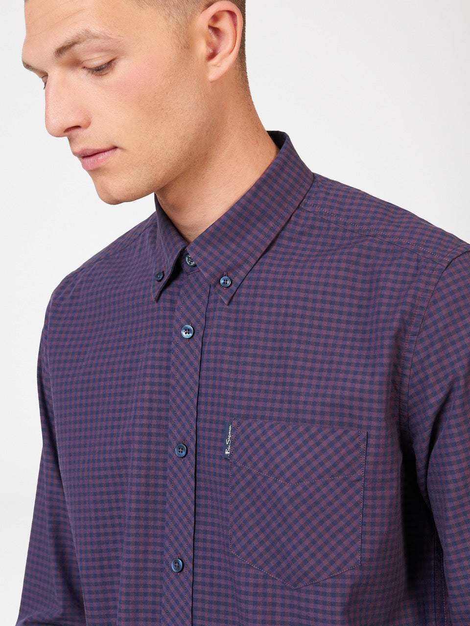 Camisas Ben Sherman Signature Gingham Long-Sleeve Moradas | UOPTBCV-20