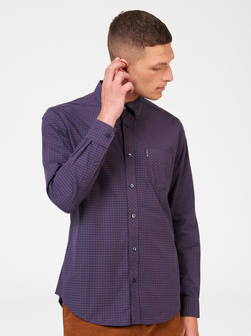 Camisas Ben Sherman Signature Gingham Long-Sleeve Moradas | UOPTBCV-20