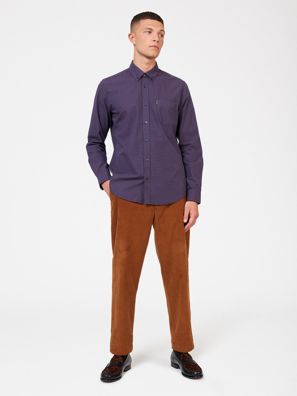 Camisas Ben Sherman Signature Gingham Long-Sleeve Moradas | UOPTBCV-20