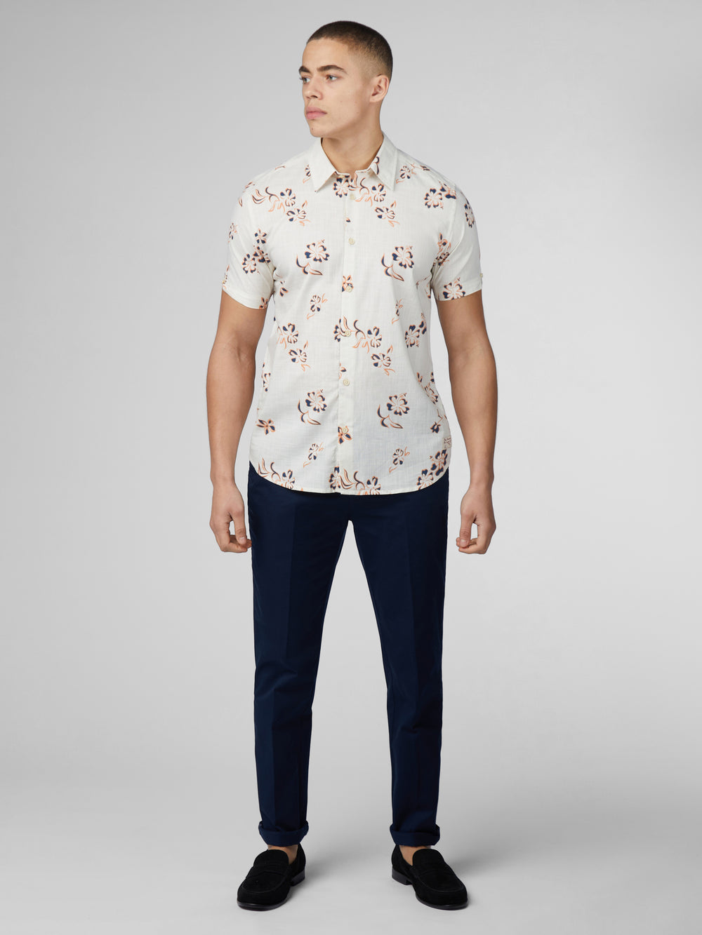 Camisas Ben Sherman Signature Linear Floral Blancas | BVPAOJW-21