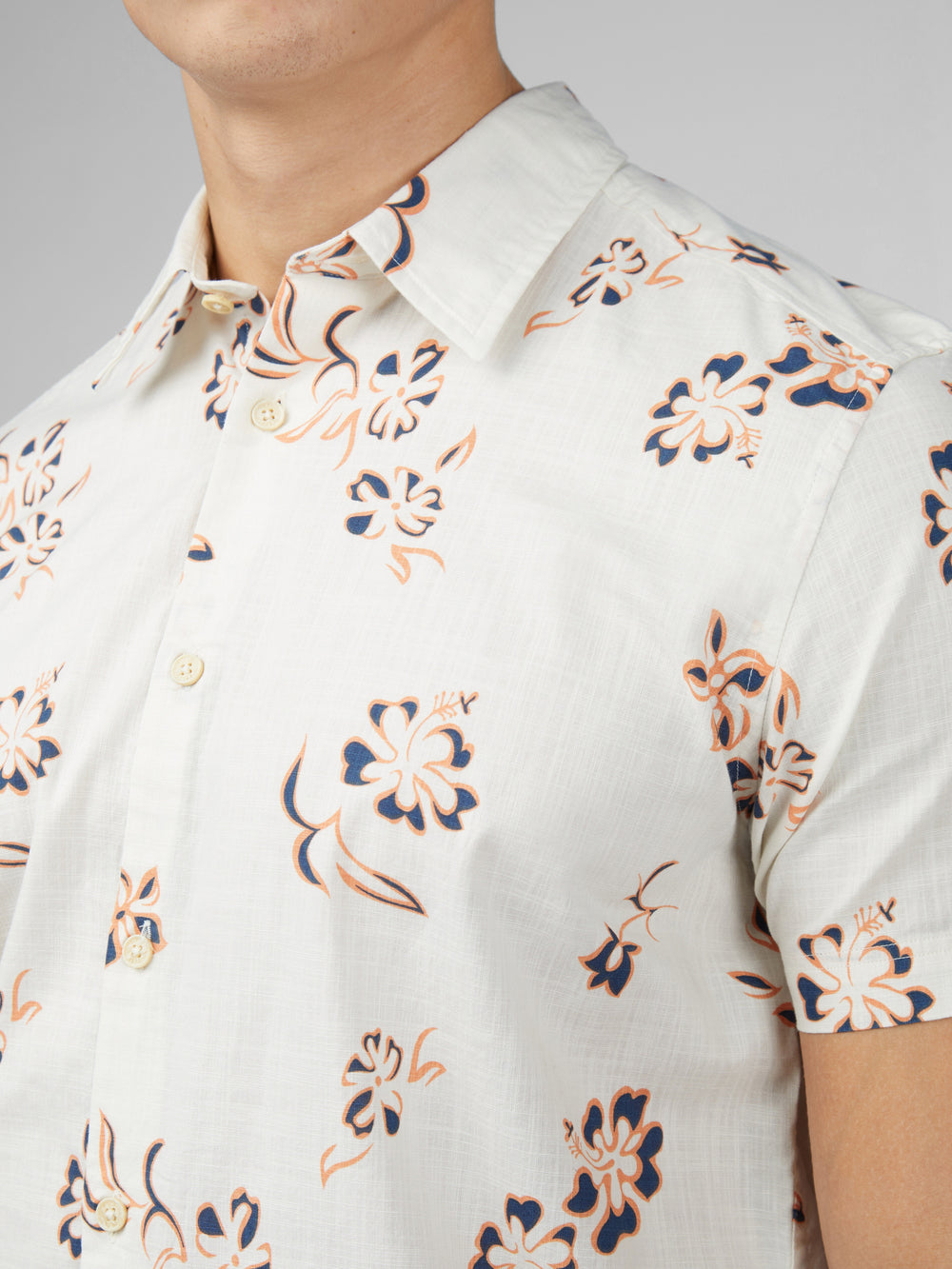 Camisas Ben Sherman Signature Linear Floral Blancas | BVPAOJW-21