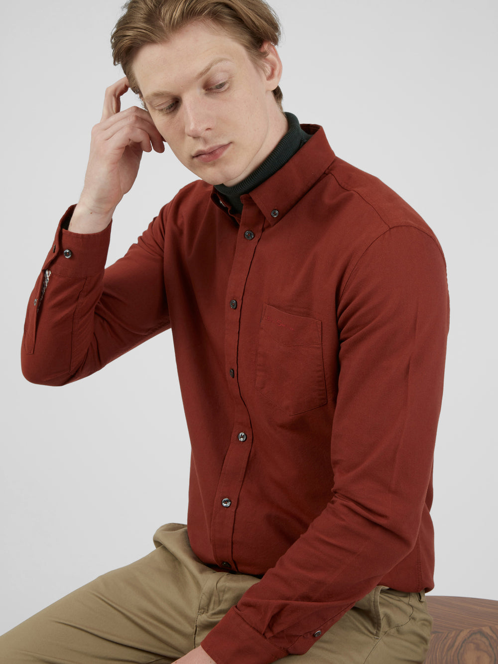 Camisas Ben Sherman Signature Long-Sleeve Oxford Naranjas | UNBQXRW-49