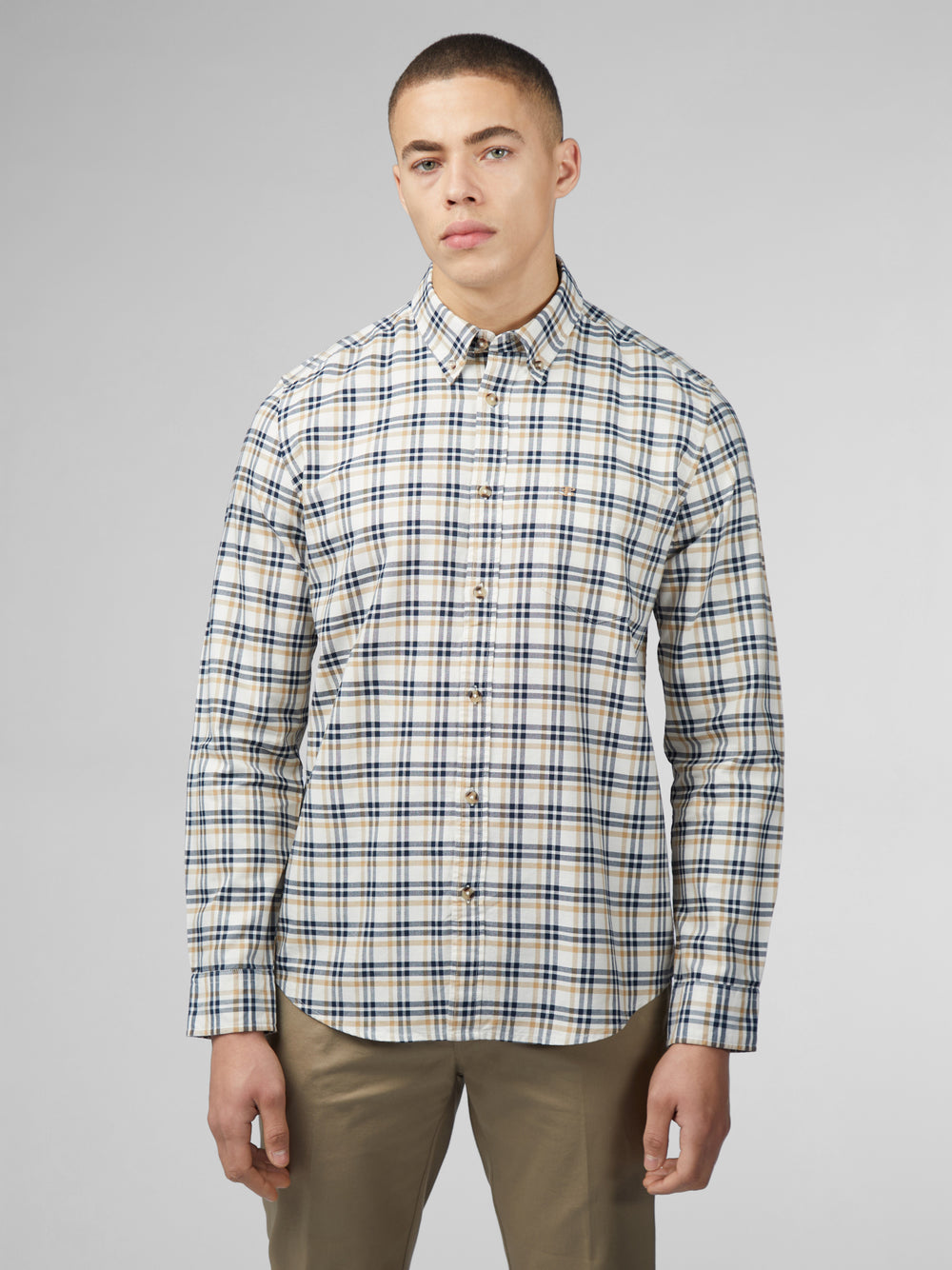 Camisas Ben Sherman Signature Oxford Check Blancas | XHDOMQZ-08