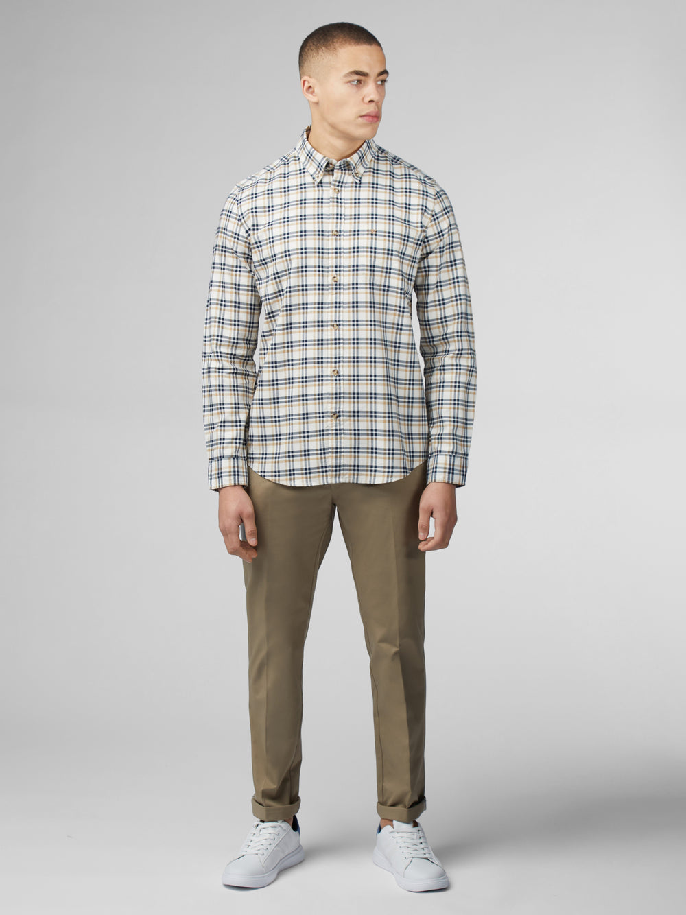 Camisas Ben Sherman Signature Oxford Check Blancas | XHDOMQZ-08