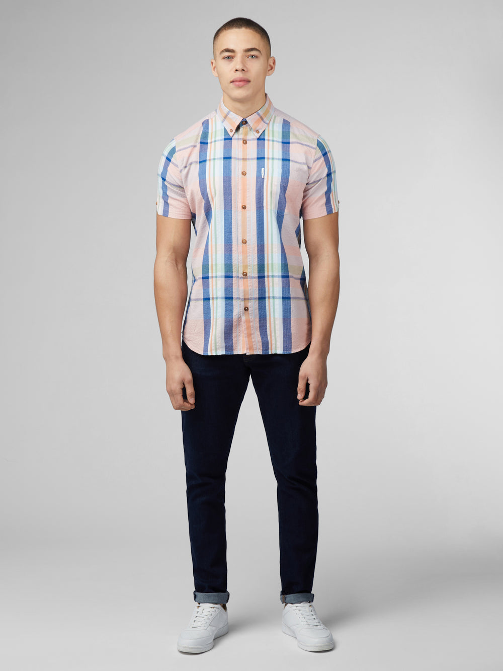 Camisas Ben Sherman Signature Seersucker Check Rosas | ALWVHPT-93