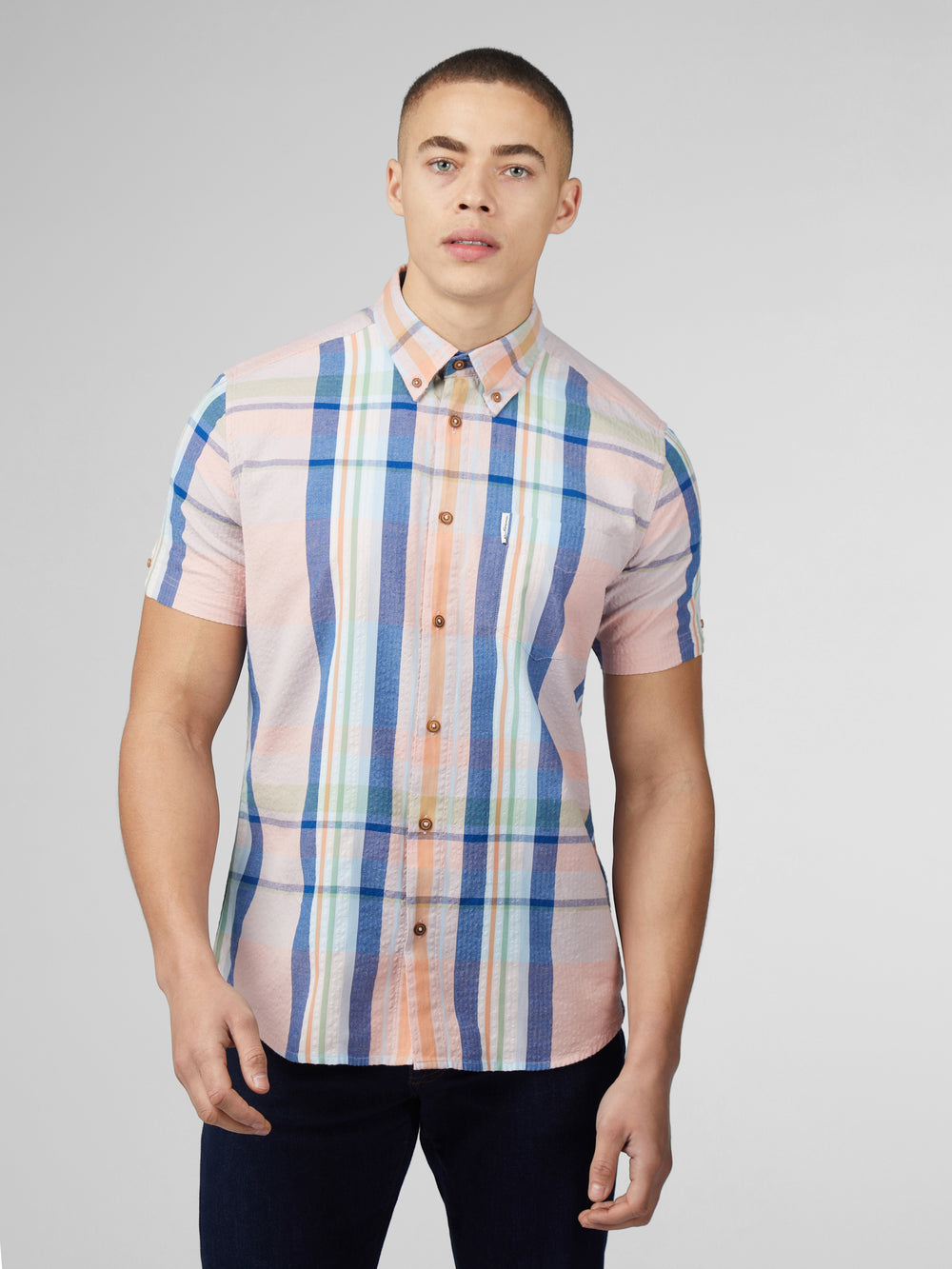 Camisas Ben Sherman Signature Seersucker Check Rosas | ALWVHPT-93