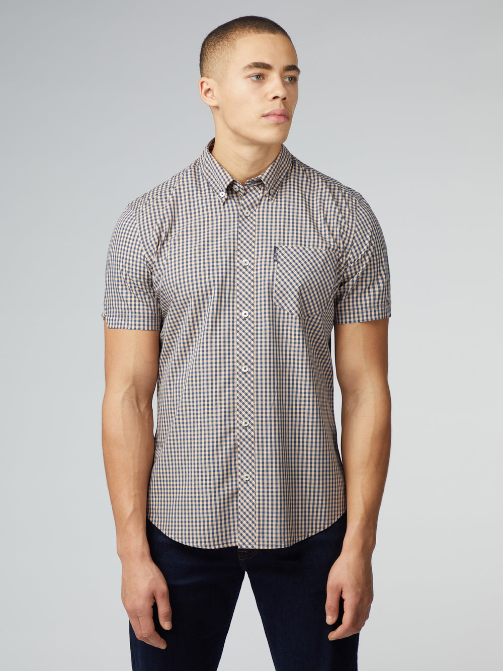 Camisas Ben Sherman Signature Short Sleeve Gingham Cobra Naranjas | UGRVZBQ-17