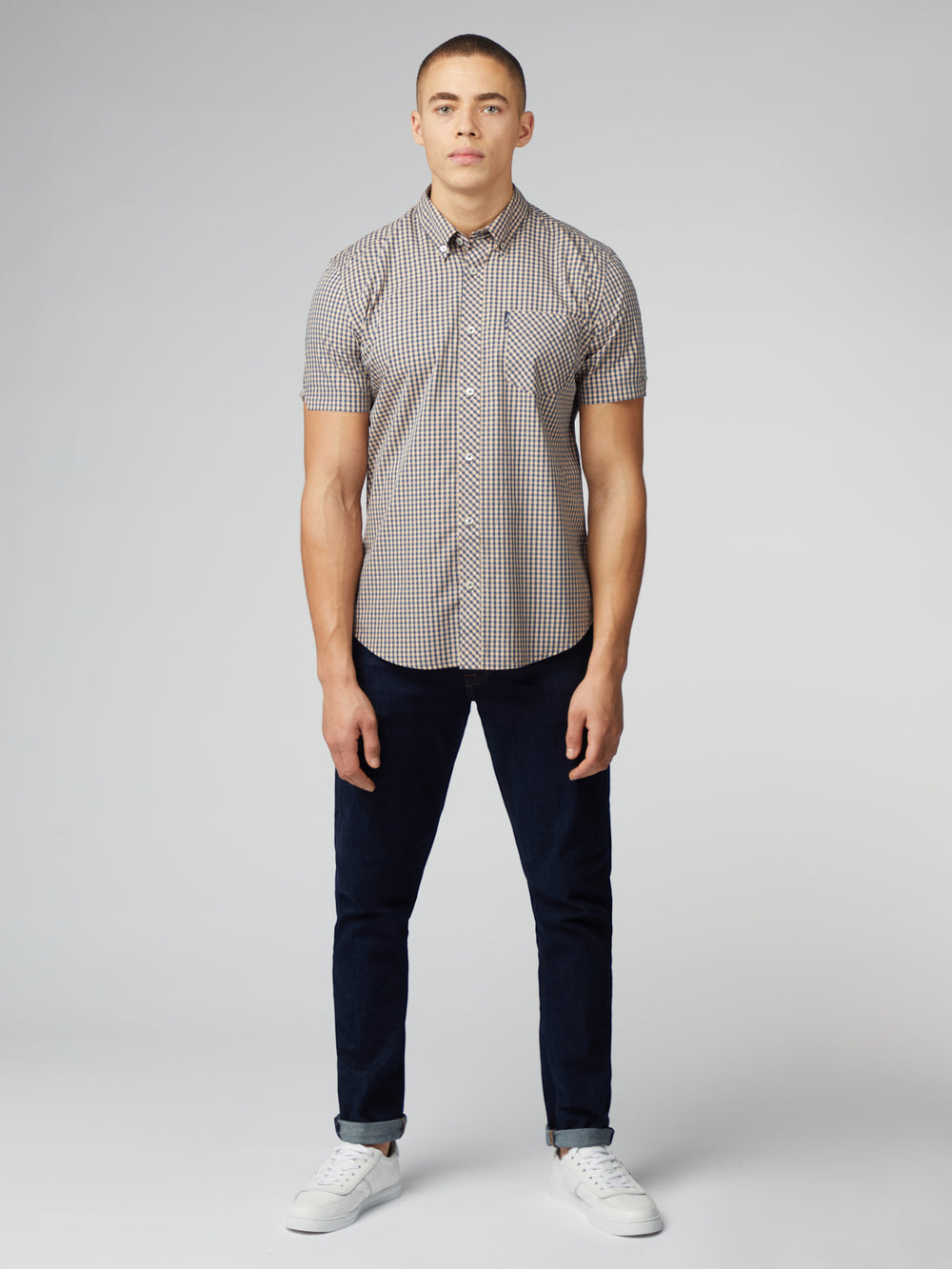 Camisas Ben Sherman Signature Short Sleeve Gingham Cobra Naranjas | UGRVZBQ-17