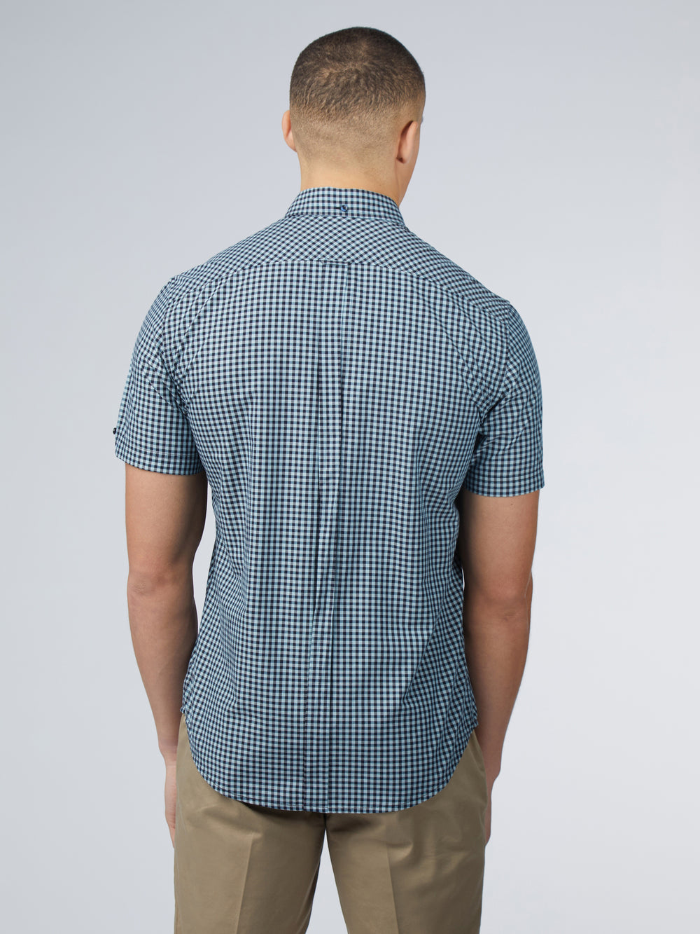 Camisas Ben Sherman Signature Short Sleeve Gingham Azules | FXOGSBA-25