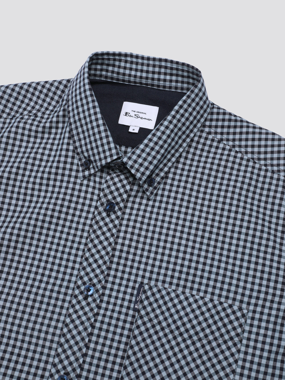 Camisas Ben Sherman Signature Short Sleeve Gingham Azules | FXOGSBA-25