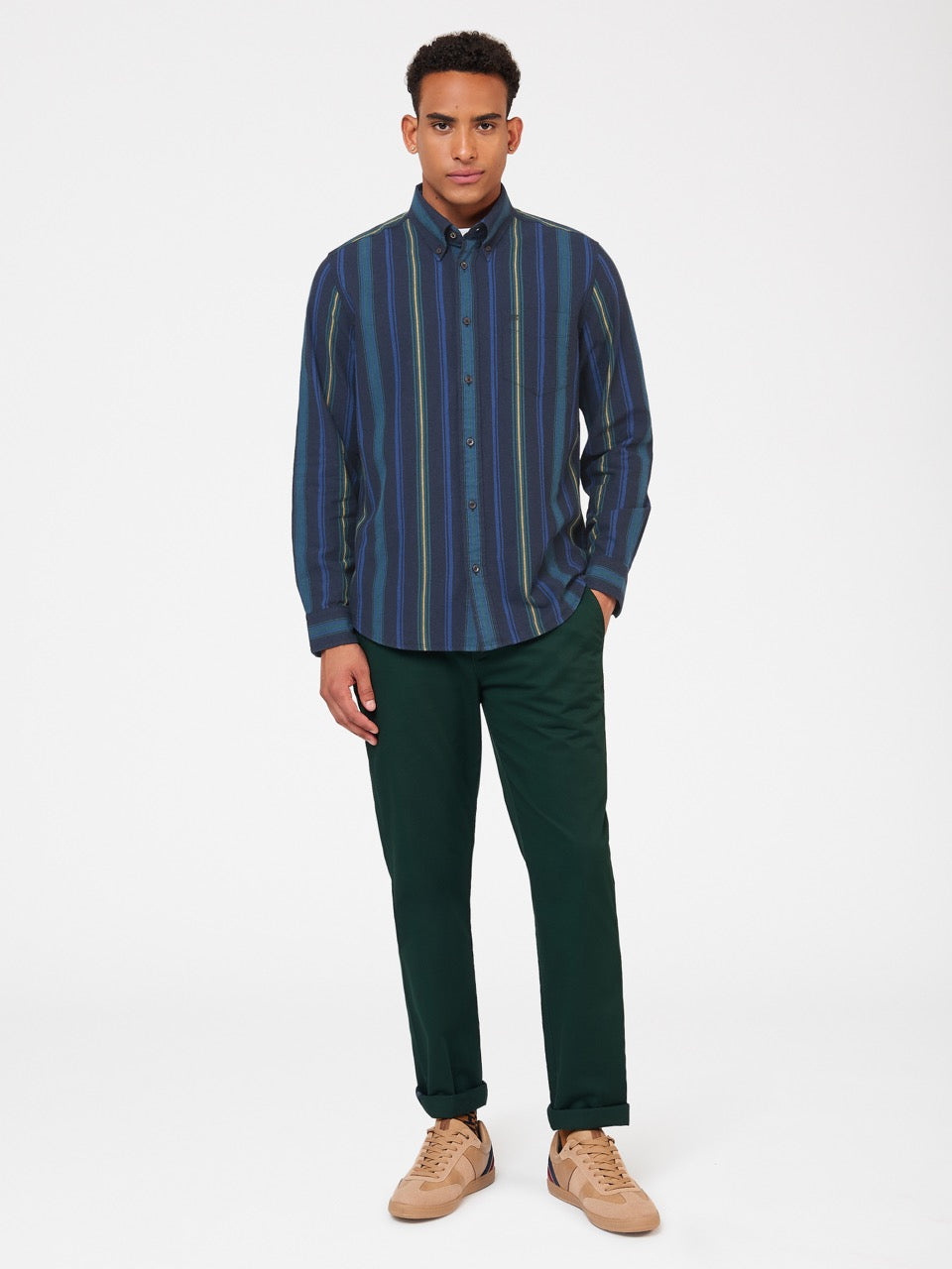 Camisas Ben Sherman Signature Striped Oxford Verde | MAHTCVQ-02