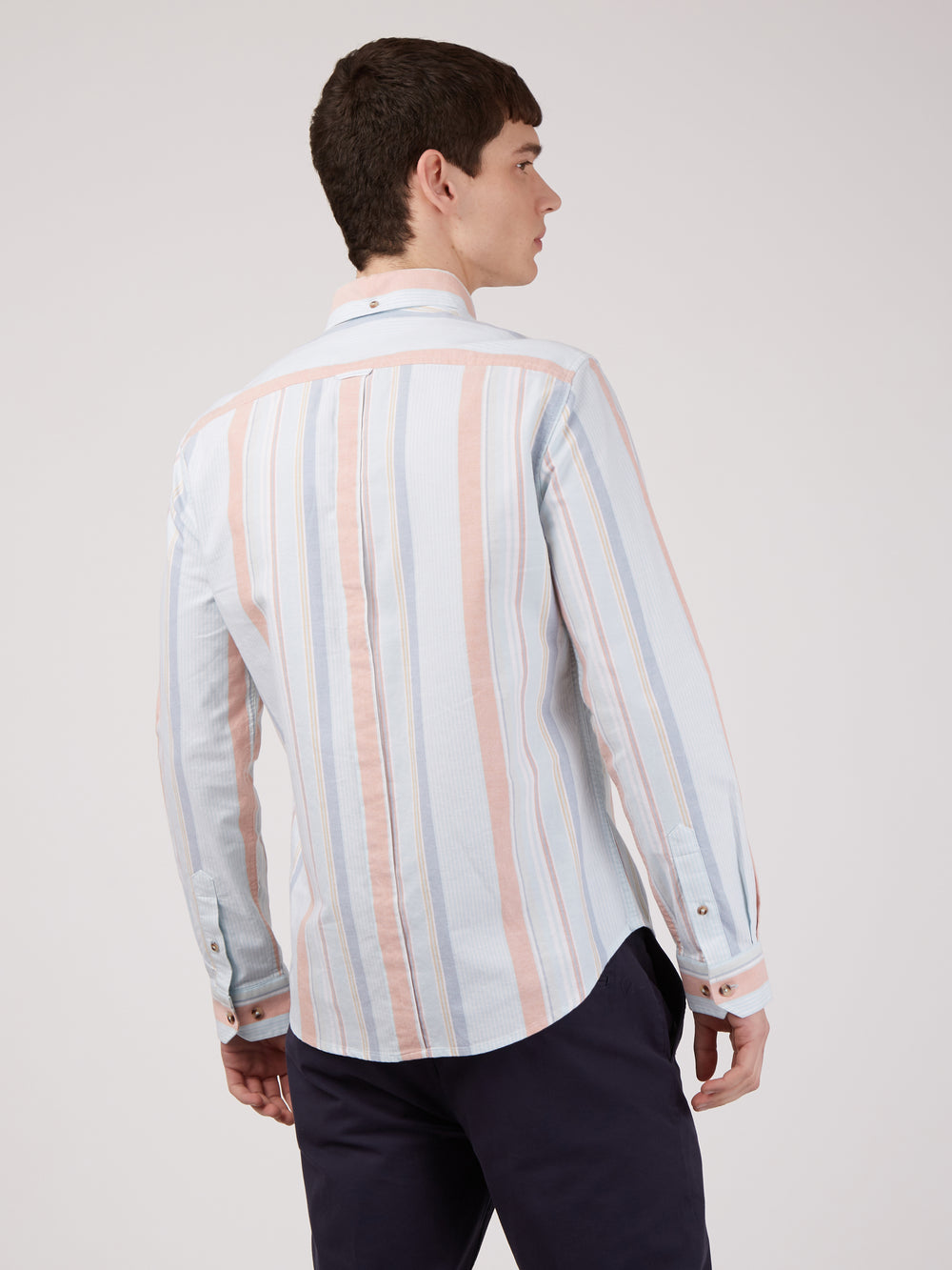 Camisas Ben Sherman The Oxford Ivy Stripe Long-Sleeve Azules | UJYTDNF-25