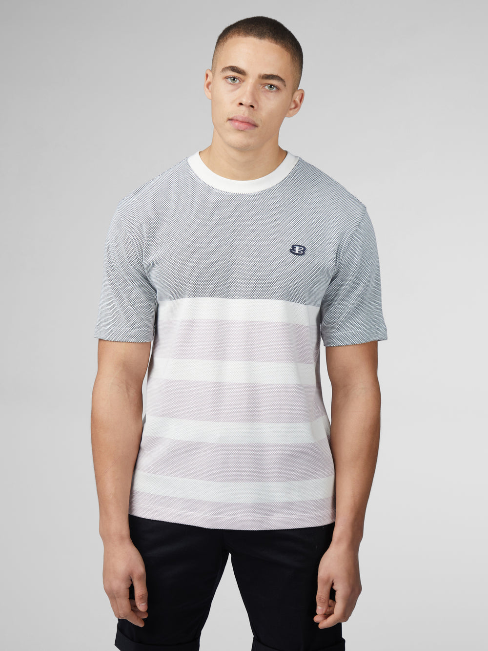 Camiseta Ben Sherman B by Ben Sherman Textured Block Stripe Azul Marino | DSHUKTE-30