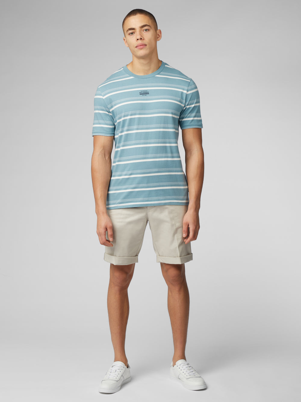 Camiseta Ben Sherman Fine Stripe Azules | OJFNZTH-19