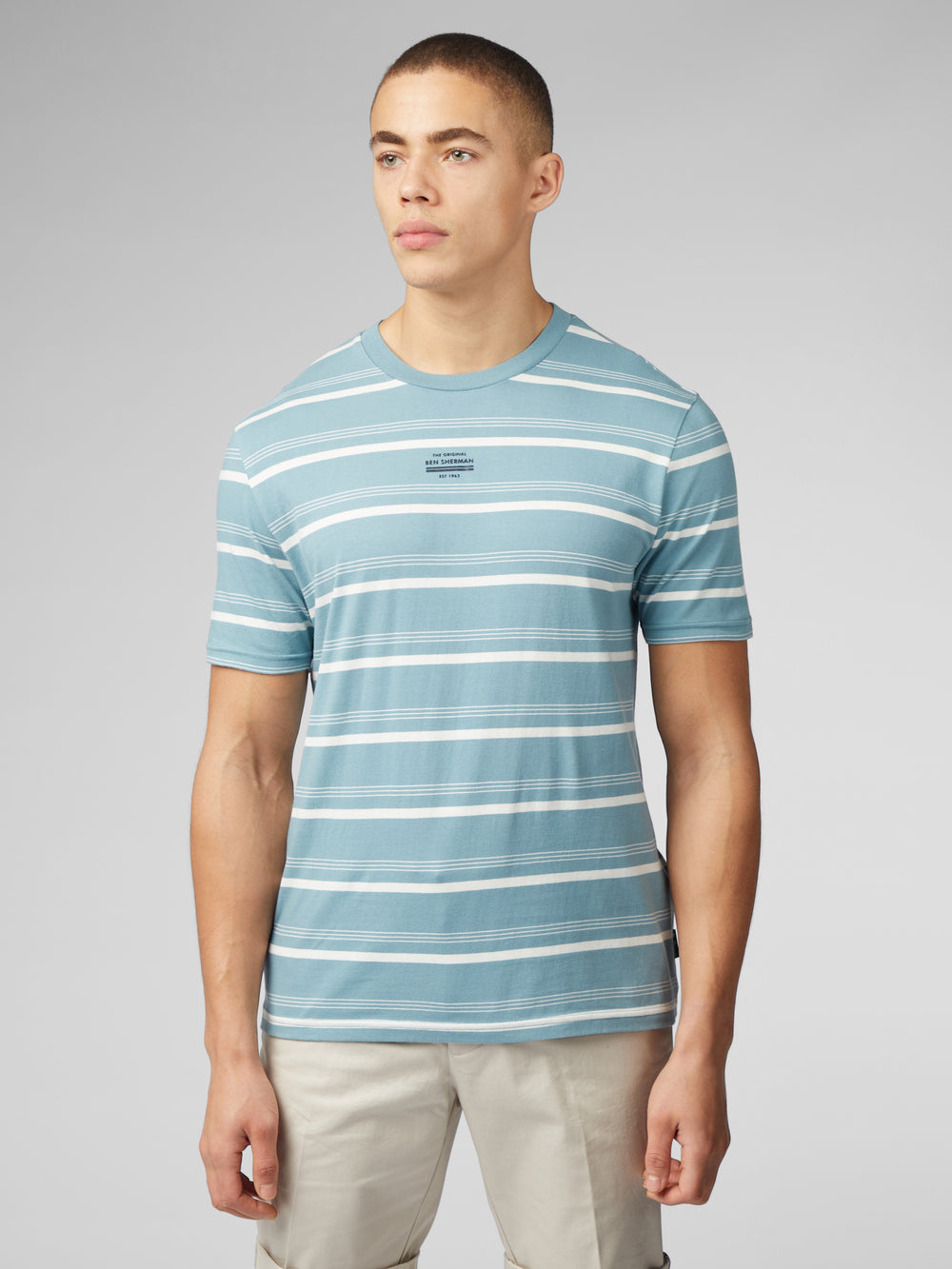 Camiseta Ben Sherman Fine Stripe Azules | OJFNZTH-19