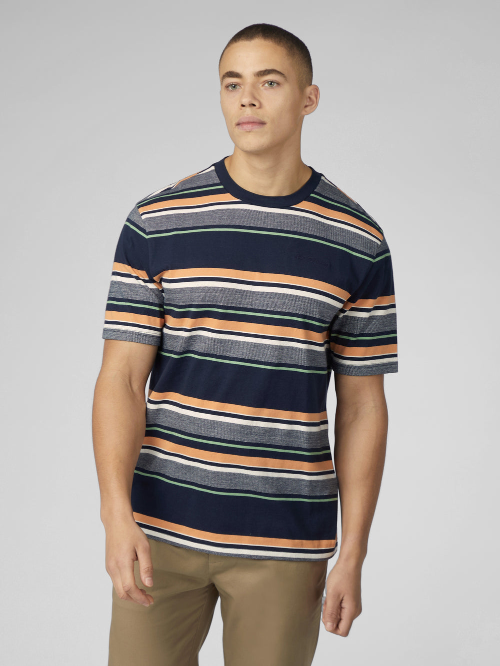 Camiseta Ben Sherman Signature Engineered Stripe Azul Marino | QHCKSDV-48