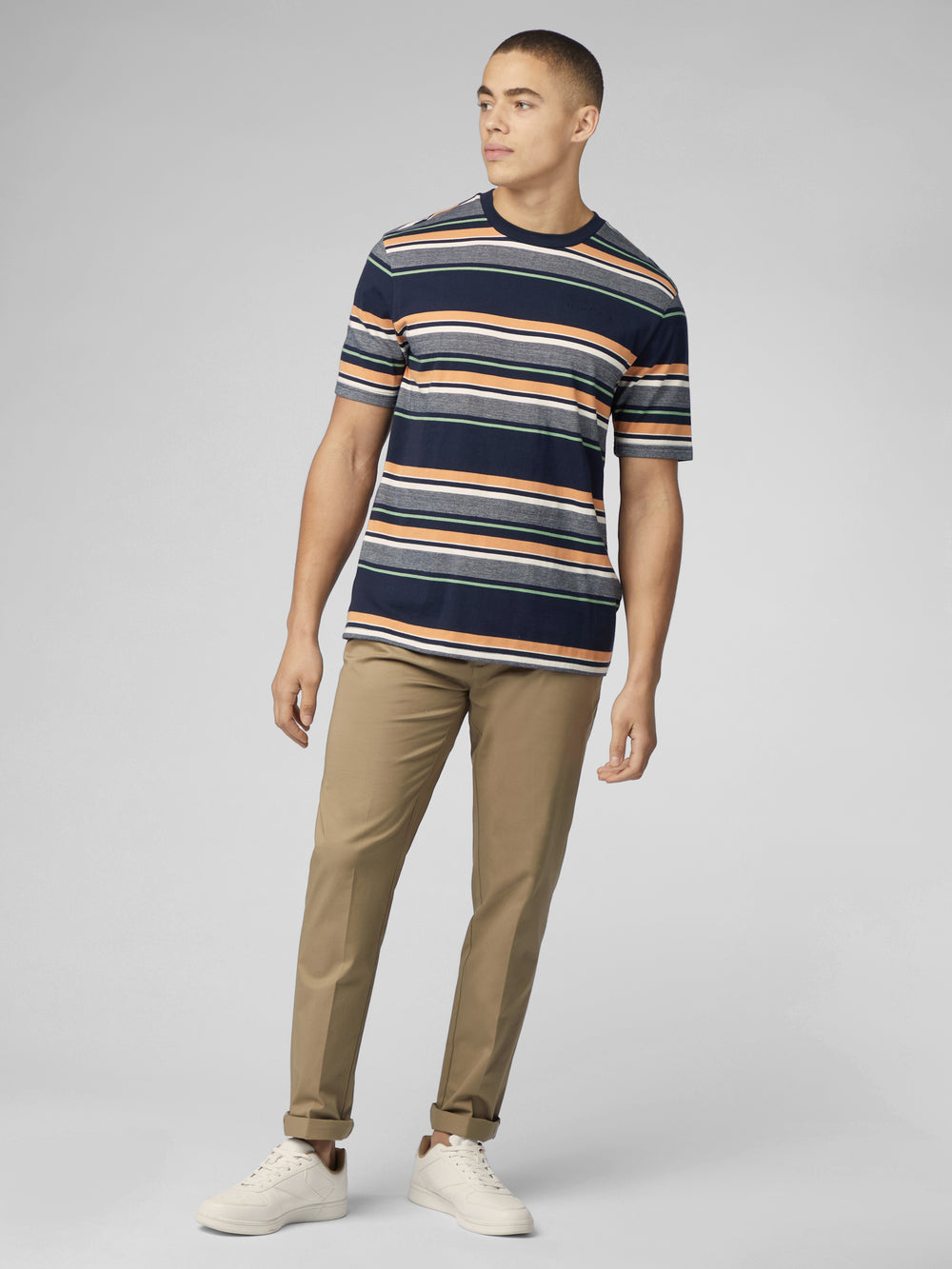 Camiseta Ben Sherman Signature Engineered Stripe Azul Marino | QHCKSDV-48