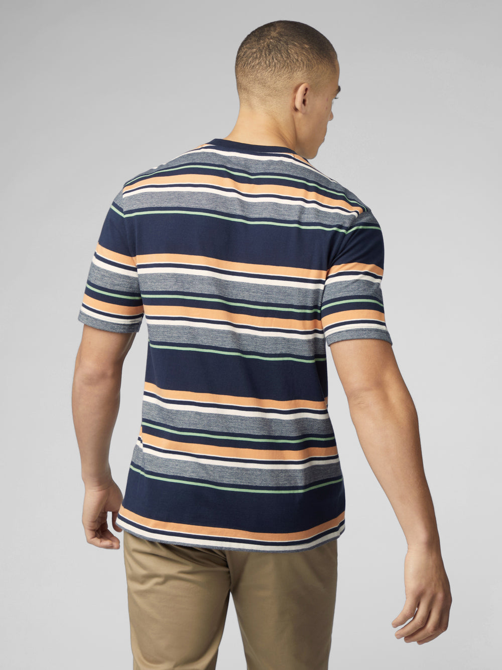 Camiseta Ben Sherman Signature Engineered Stripe Azul Marino | QHCKSDV-48