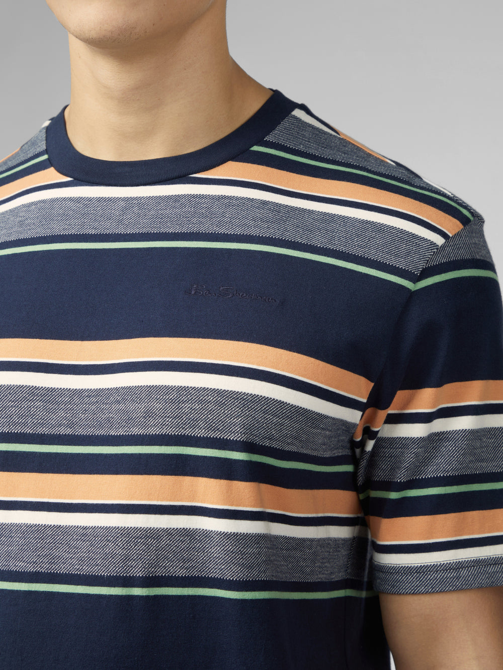 Camiseta Ben Sherman Signature Engineered Stripe Azul Marino | QHCKSDV-48