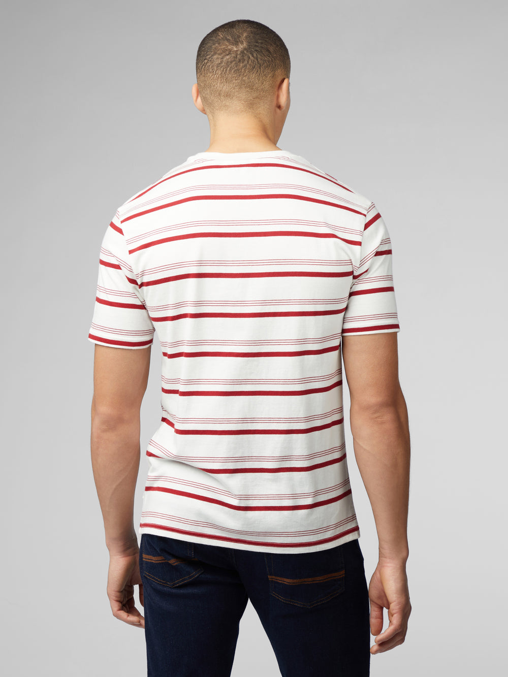 Camiseta Ben Sherman Signature Fine Stripe Blancas | OHNYTUL-08