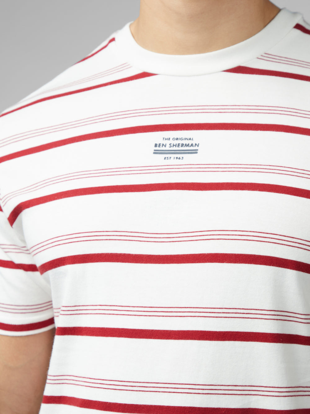 Camiseta Ben Sherman Signature Fine Stripe Blancas | OHNYTUL-08