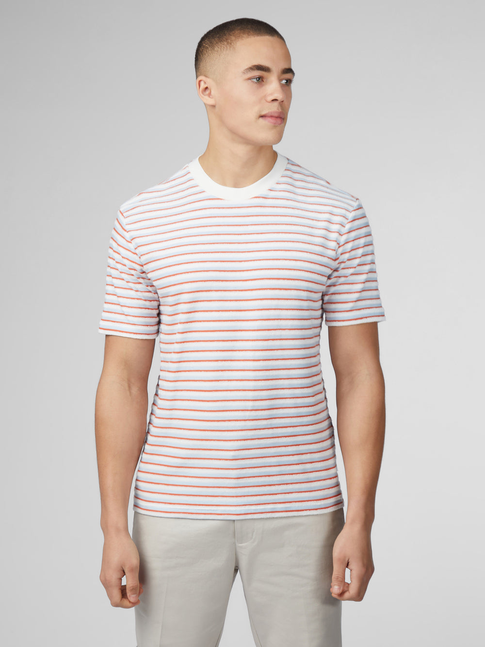 Camiseta Ben Sherman Signature Loopback Stripe Azules | JBSLETD-59