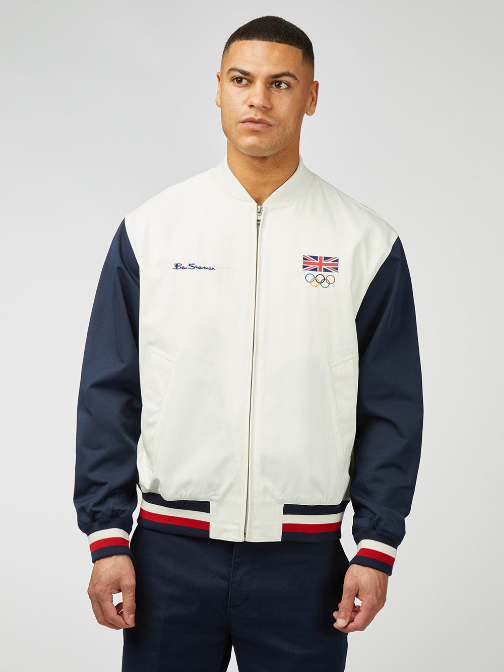 Chaquetas Ben Sherman Team GB Commercial Bomber Blancas | CRMUGPB-39