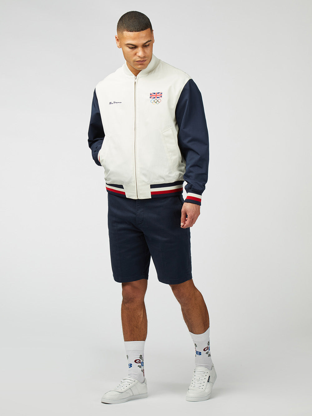 Chaquetas Ben Sherman Team GB Commercial Bomber Blancas | CRMUGPB-39