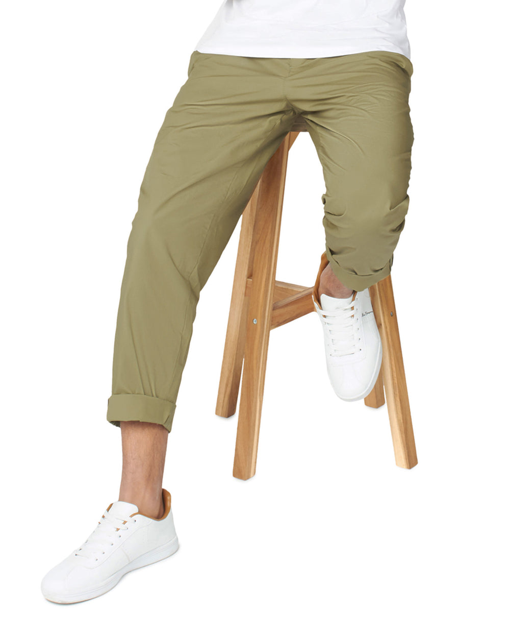 Pantalon Ben Sherman Poplin Relaxed-Taper Pleated Verde Oliva | SYWEHNJ-76