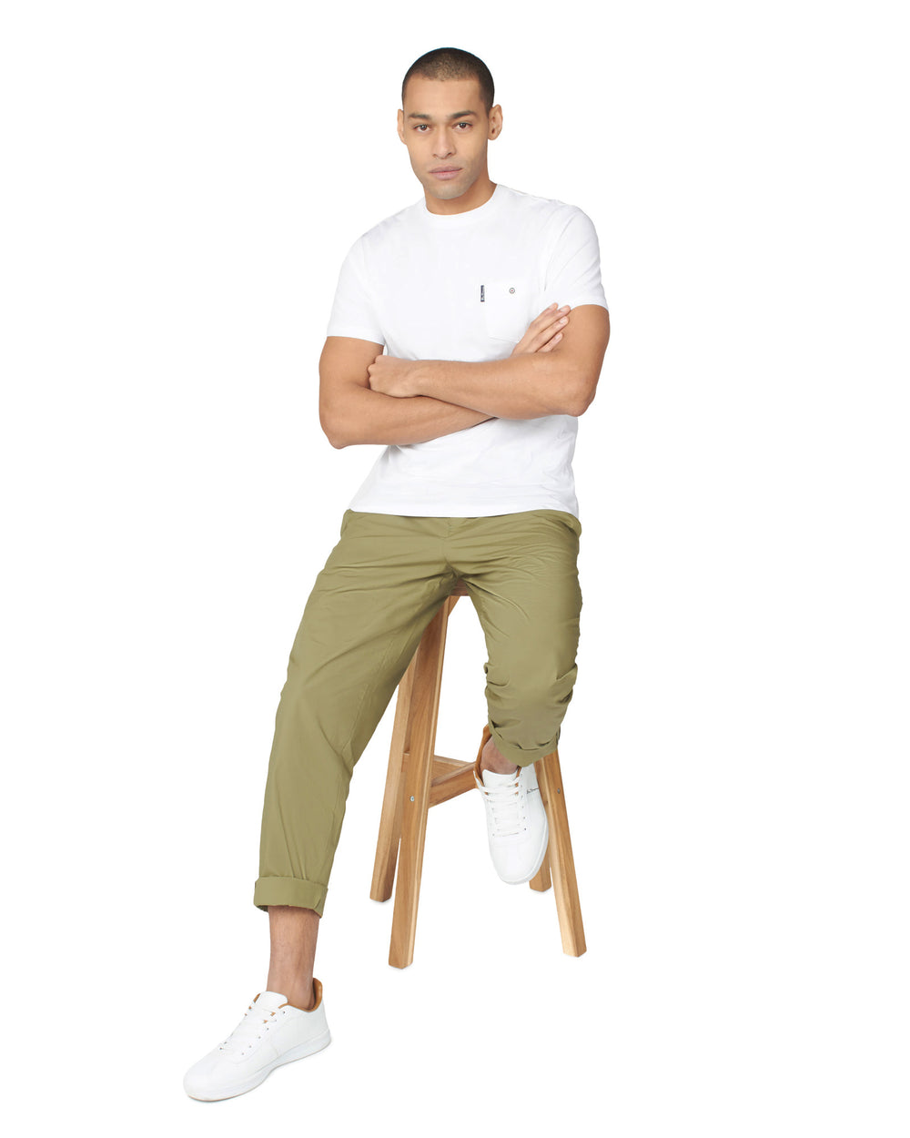 Pantalon Ben Sherman Poplin Relaxed-Taper Pleated Verde Oliva | SYWEHNJ-76