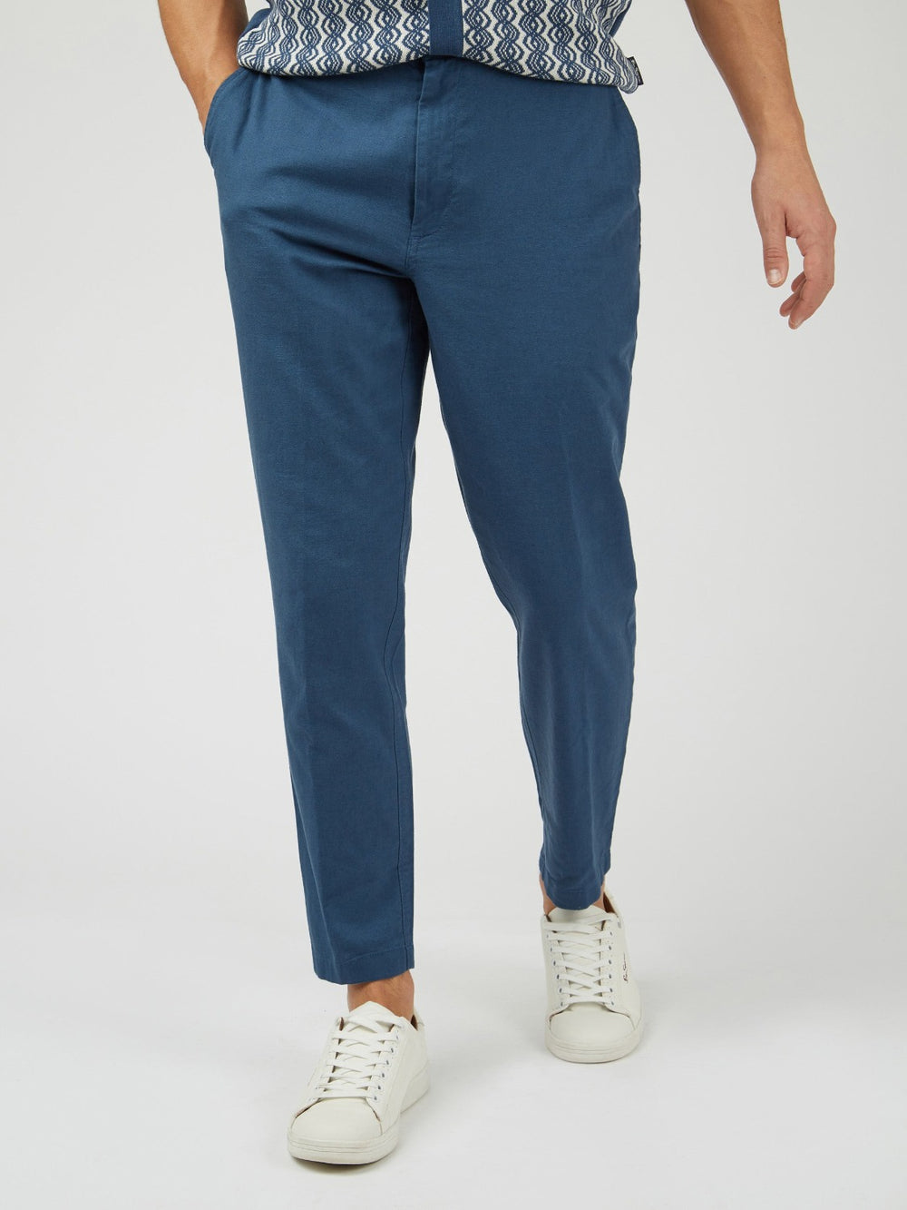 Pantalon Ben Sherman Signature Slim Taper Linen Azules | NEPZVXG-43