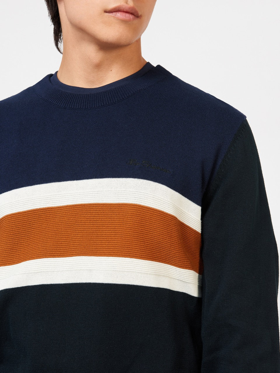 Prendas De Punto Ben Sherman Chest Stripe Crewneck Negras | AEXGVUT-54