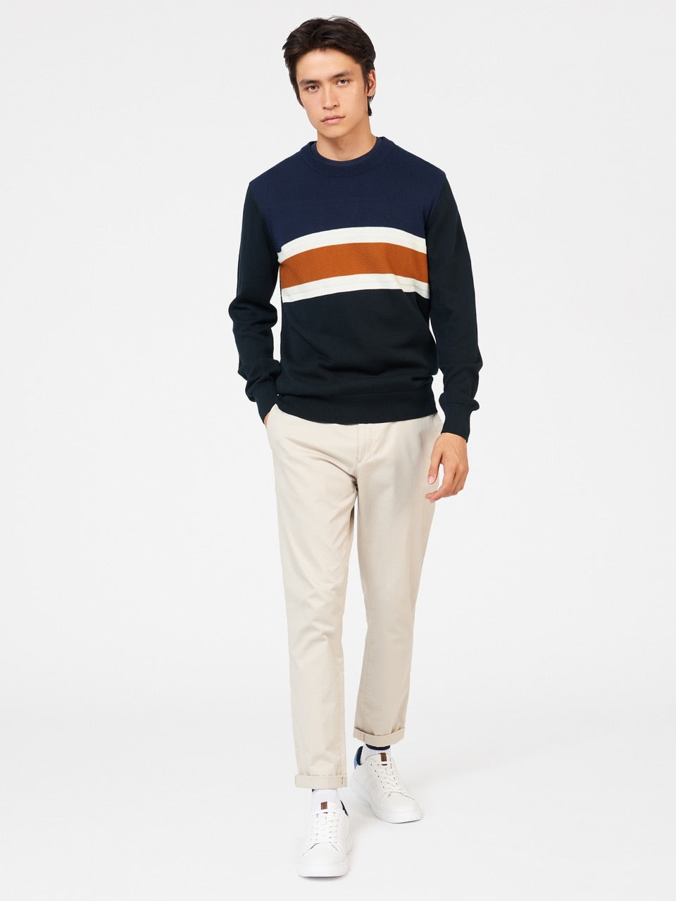 Prendas De Punto Ben Sherman Chest Stripe Crewneck Negras | AEXGVUT-54