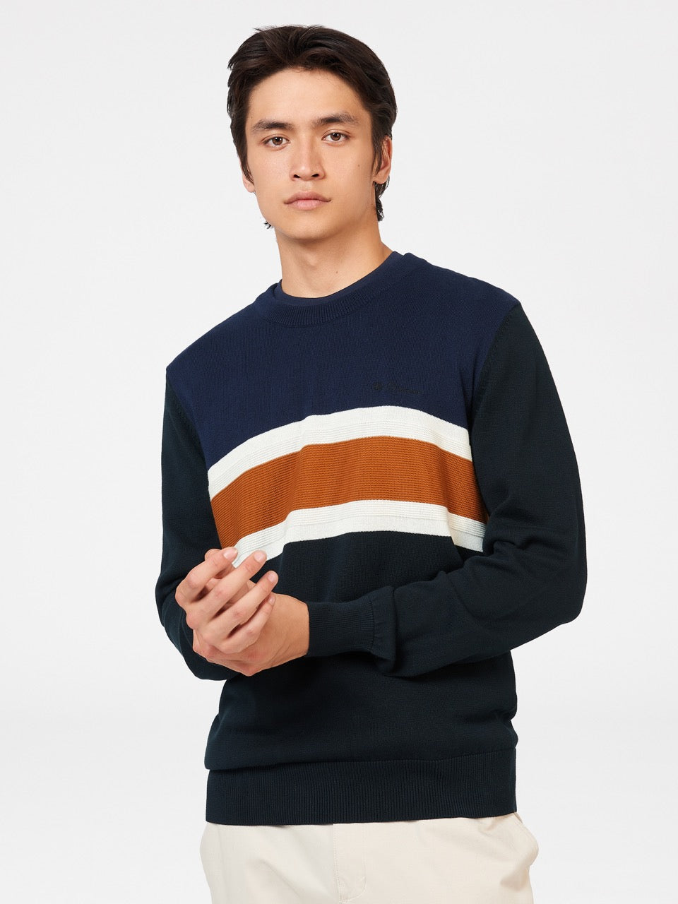 Prendas De Punto Ben Sherman Chest Stripe Crewneck Negras | AEXGVUT-54