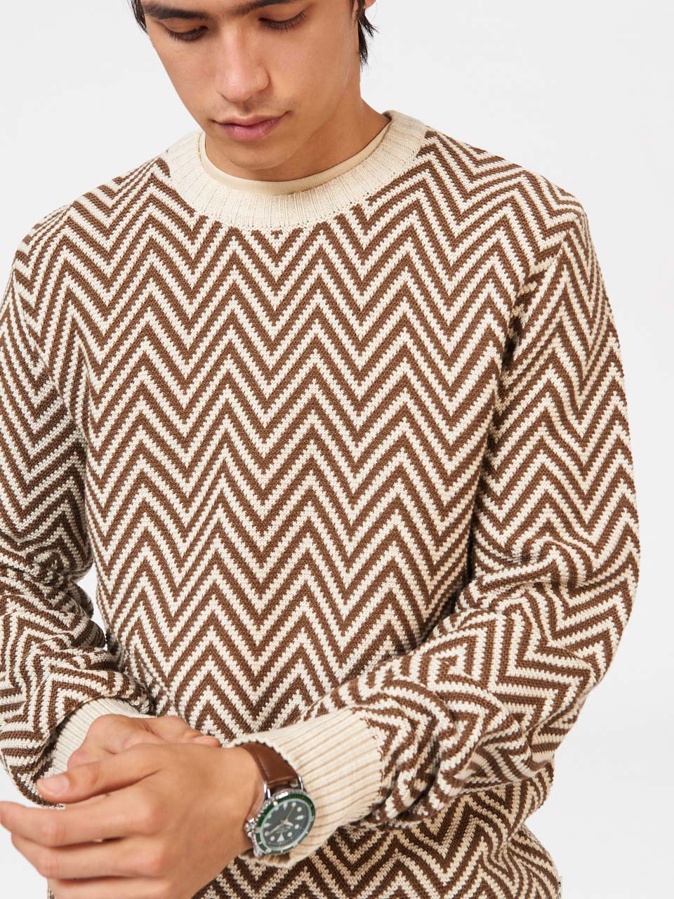 Prendas De Punto Ben Sherman Chevron Jacquard Crewneck Blancas | BAFWGKS-92