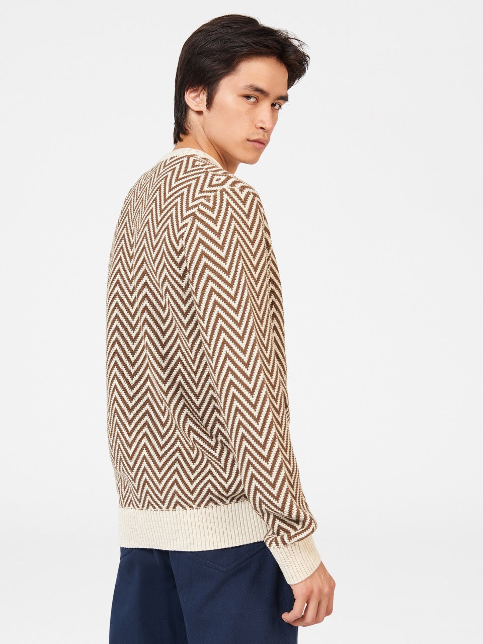 Prendas De Punto Ben Sherman Chevron Jacquard Crewneck Blancas | BAFWGKS-92