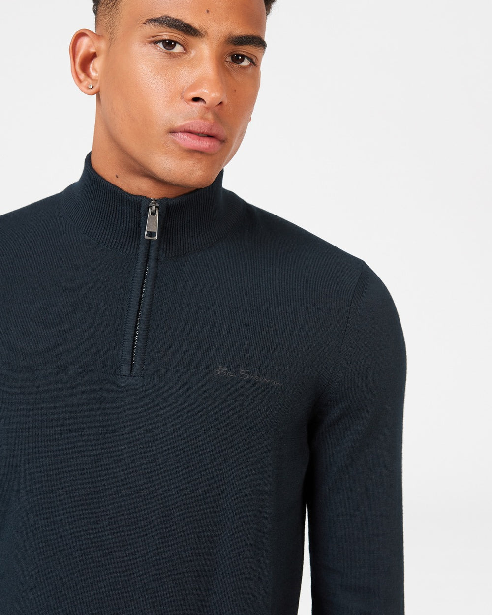 Prendas De Punto Ben Sherman Merino Half-Zip Negras | SGYHEUC-59