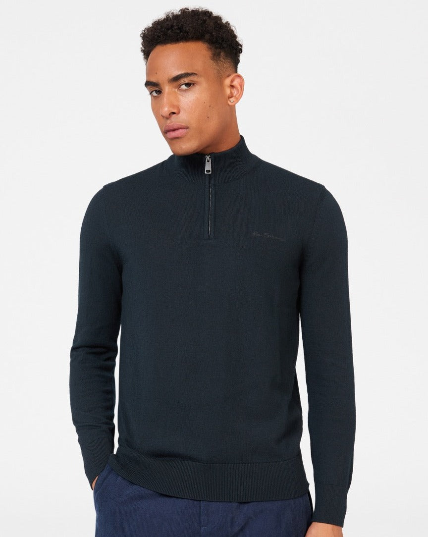 Prendas De Punto Ben Sherman Merino Half-Zip Negras | SGYHEUC-59