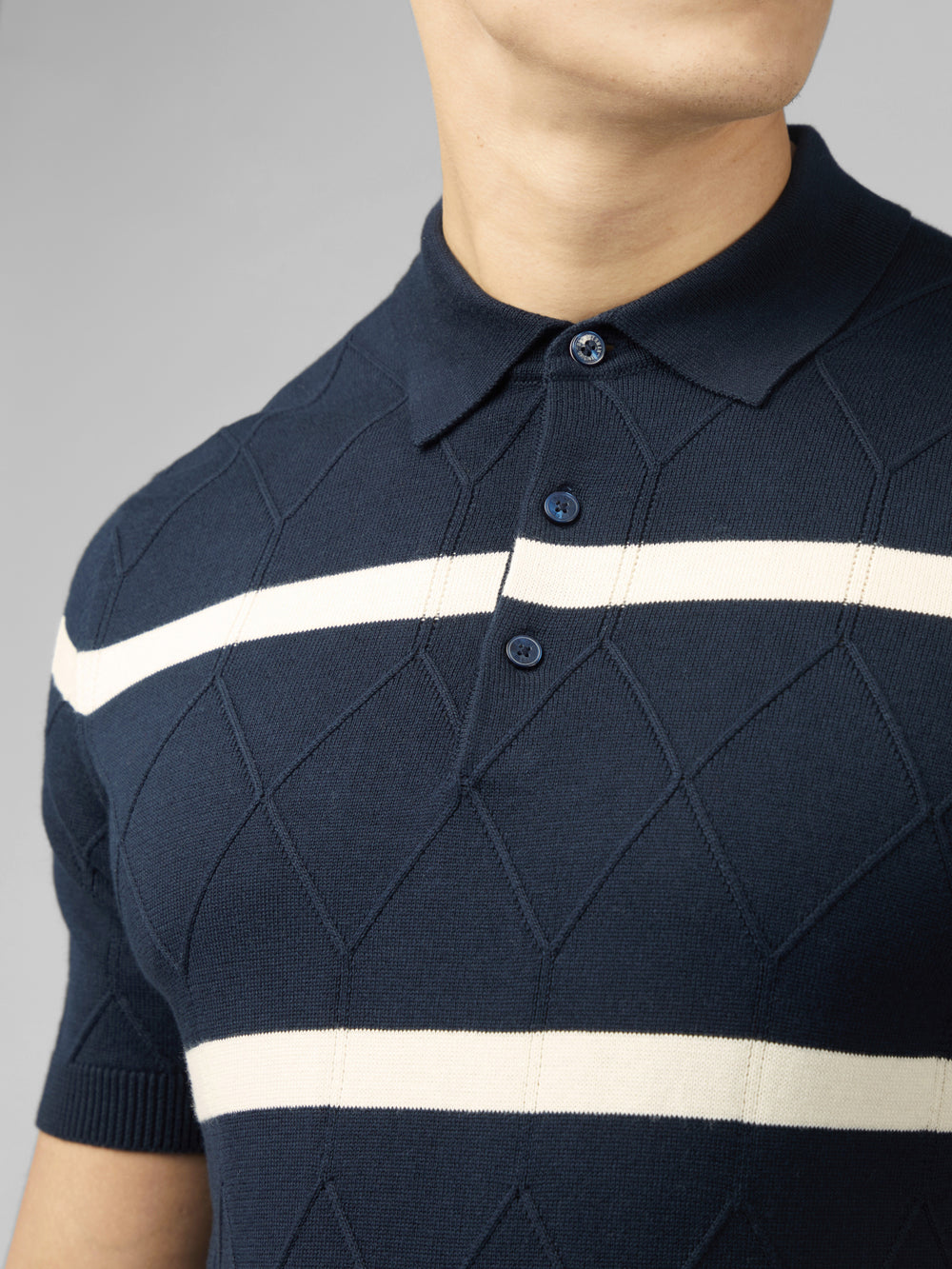 Prendas De Punto Ben Sherman Signature Argyle Stripe Polo Azul Marino | PMIGDWA-24