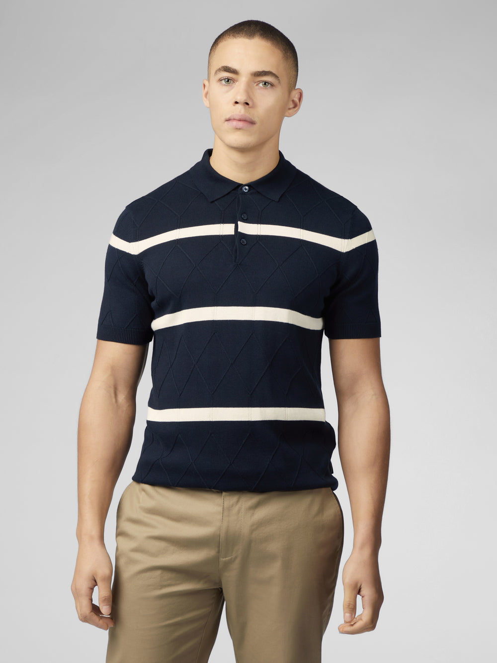 Prendas De Punto Ben Sherman Signature Argyle Stripe Polo Azul Marino | PMIGDWA-24