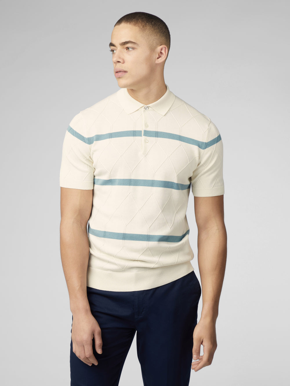 Prendas De Punto Ben Sherman Signature Argyle Stripe Polo Blancas | IVKJTQD-91