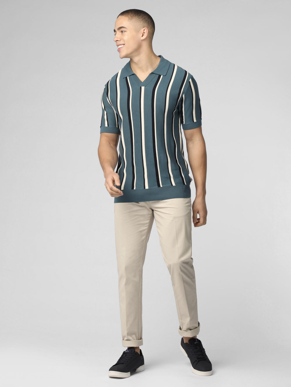 Prendas De Punto Ben Sherman Signature Vertical Stripe Open Neck Polo Turquesa | YSCTPKM-93