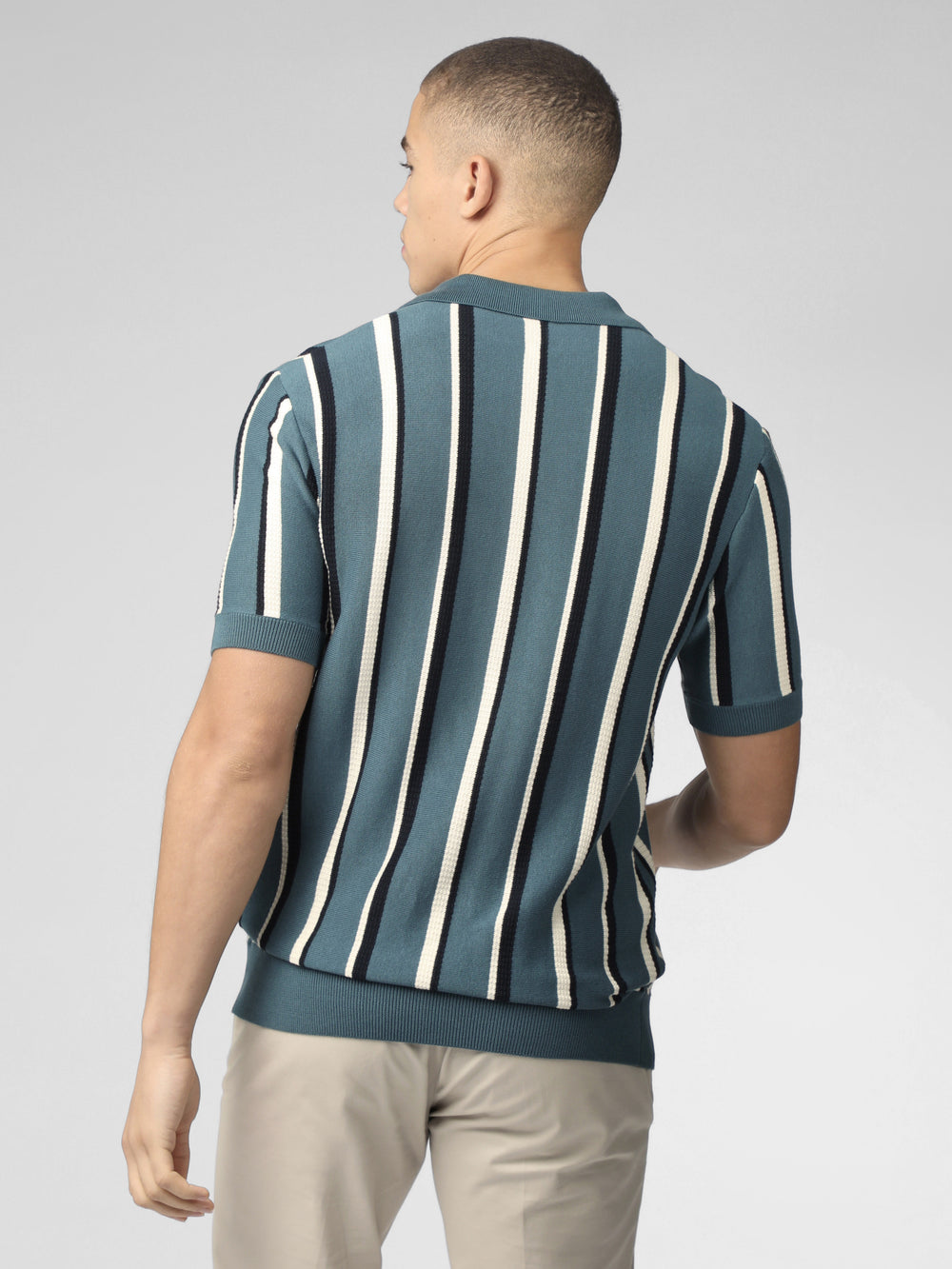 Prendas De Punto Ben Sherman Signature Vertical Stripe Open Neck Polo Turquesa | YSCTPKM-93