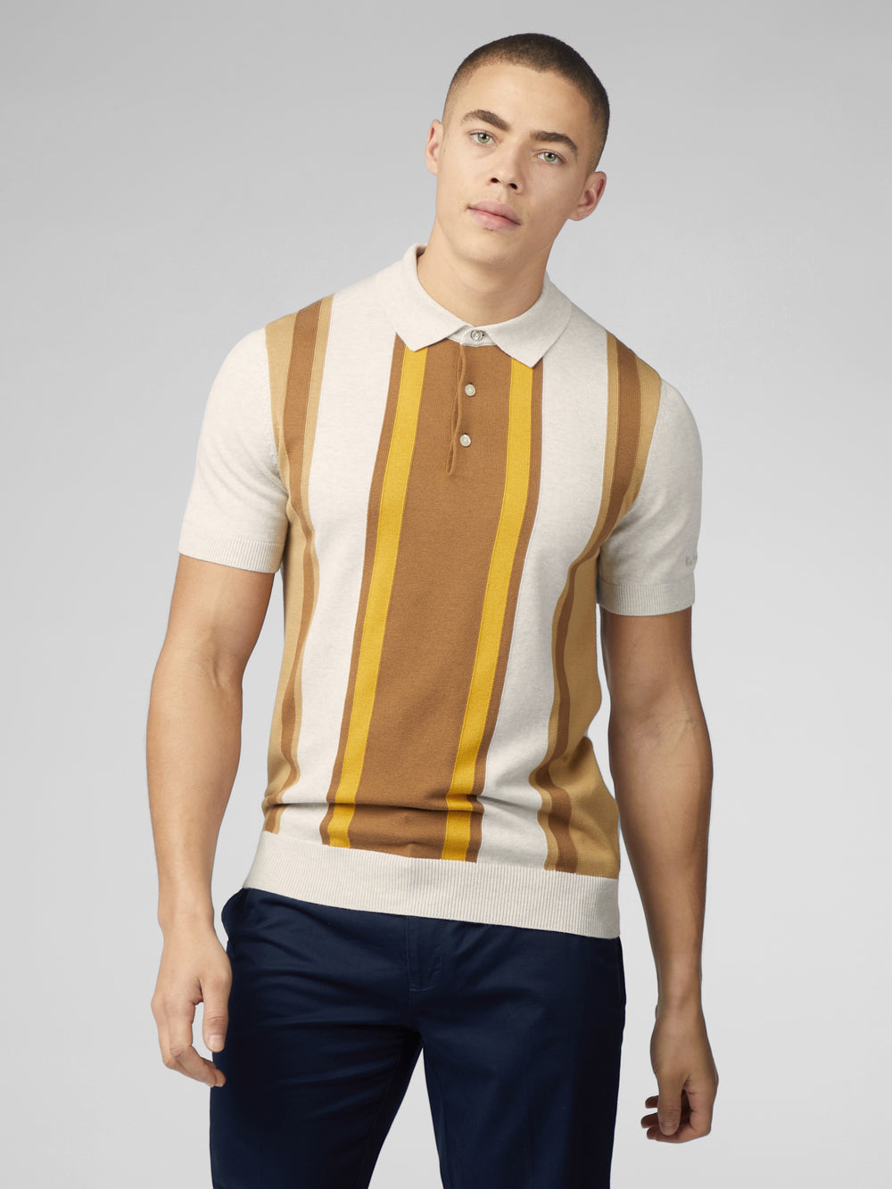 Prendas De Punto Ben Sherman Signature Vertical Stripe Polo Blancas | GAPJZLN-08