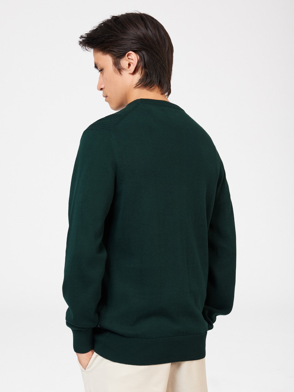 Prendas De Punto Ben Sherman Textured Crewneck Verde Oscuro | EWZUHQB-70