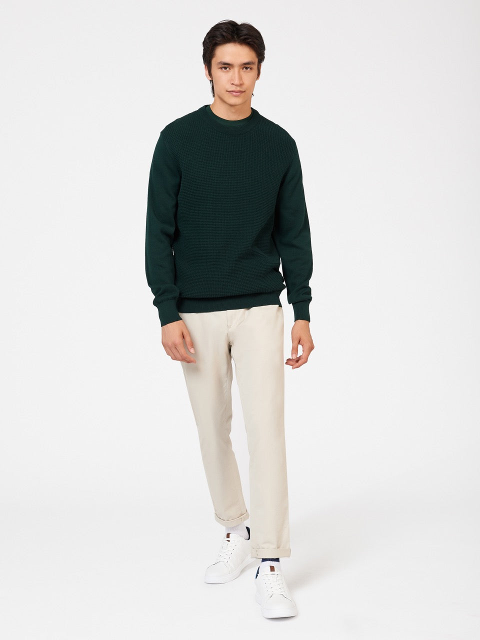 Prendas De Punto Ben Sherman Textured Crewneck Verde Oscuro | EWZUHQB-70