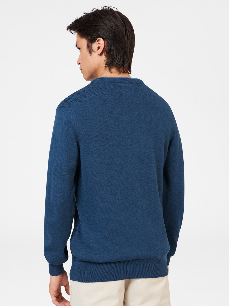 Prendas De Punto Ben Sherman Textured Crewneck Indigo | IBQZEPJ-07